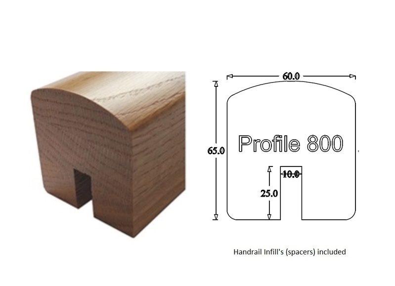 Contemporary Handrail (60mm x 65mm) 10mm Groove for Glass