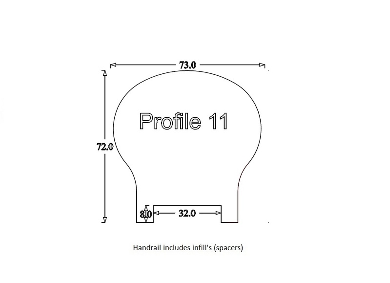 Handrail Profile 11 (73mm x 72mm) 32mm Groove