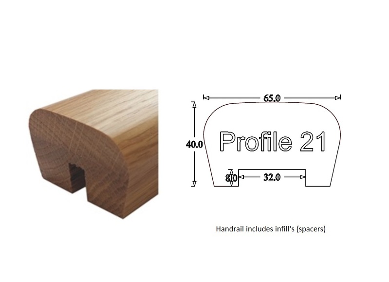 Modern Handrail (65mm x 41mm) 32mm Groove