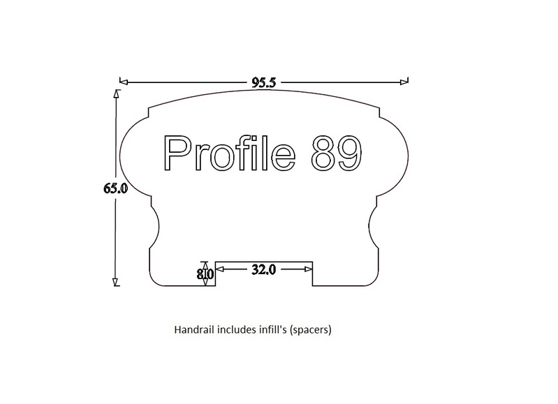 Handrail Profile 89 (95mm x 55mm) 32mm Groove