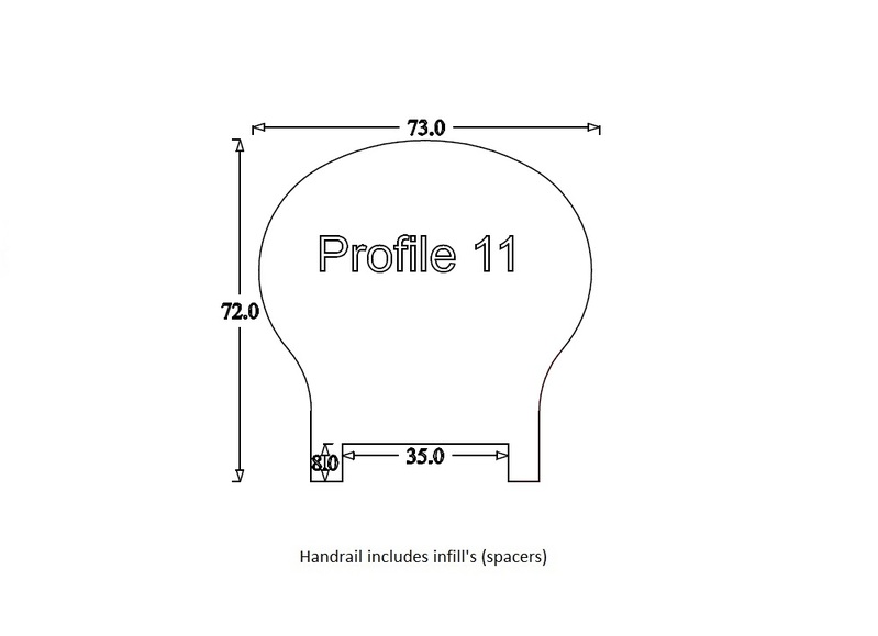 Handrail Profile 11 (73mm x 72mm) 35mm Groove