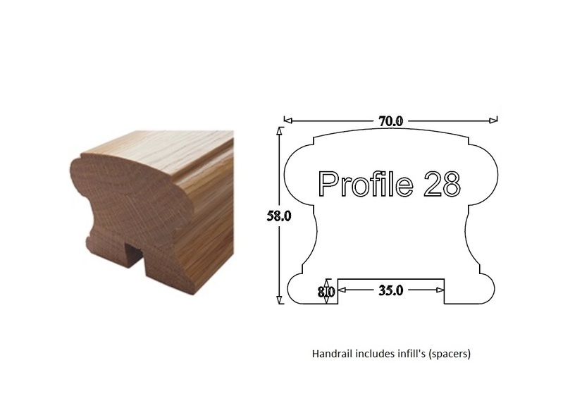 Handrail Profile 28 (70mm x 58mm) 35mm Groove