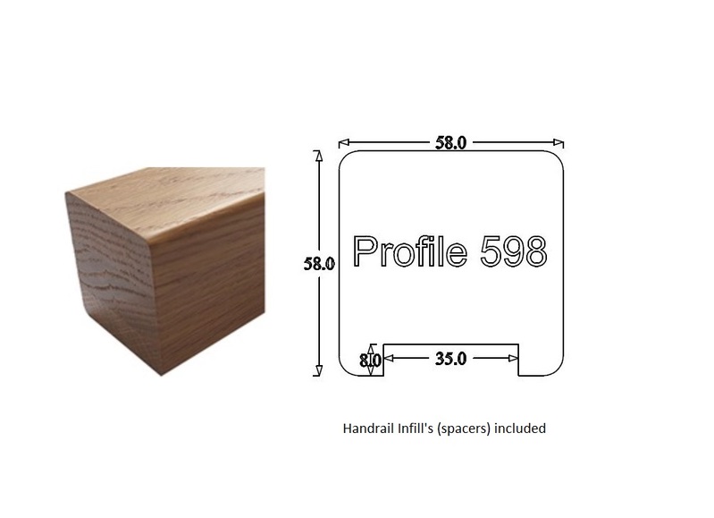 Square Handrail (58mm x 58mm) 35mm Groove