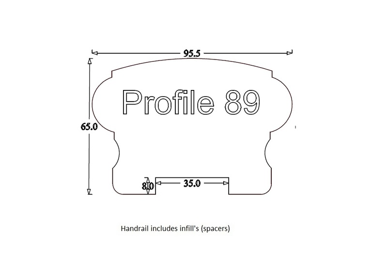 Handrail Profile 89 (95mm x 55mm) 35mm Groove