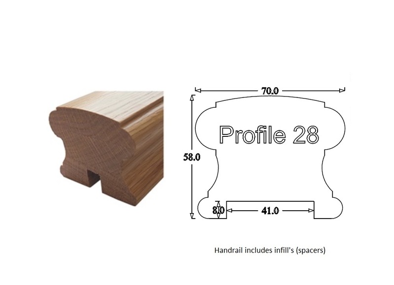 Handrail Profile 28 (70mm x 58mm) 41mm Groove