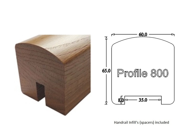 Contemporary Handrail (60mm x 65mm) 35mm Groove