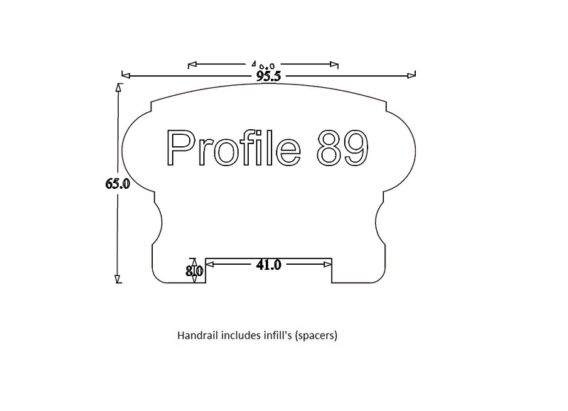 Handrail Profile 89 (95mm x 55mm) 41mm Groove