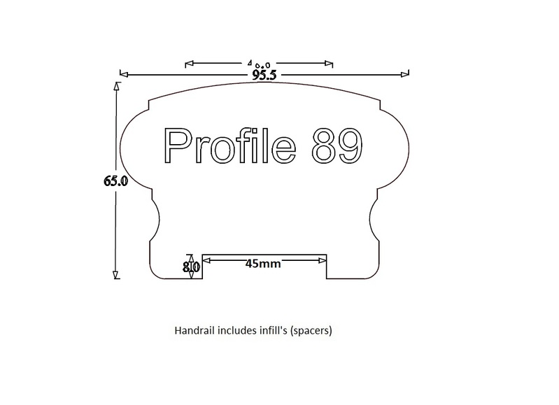 Handrail Profile 89 (95mm x 55mm) 45mm Groove