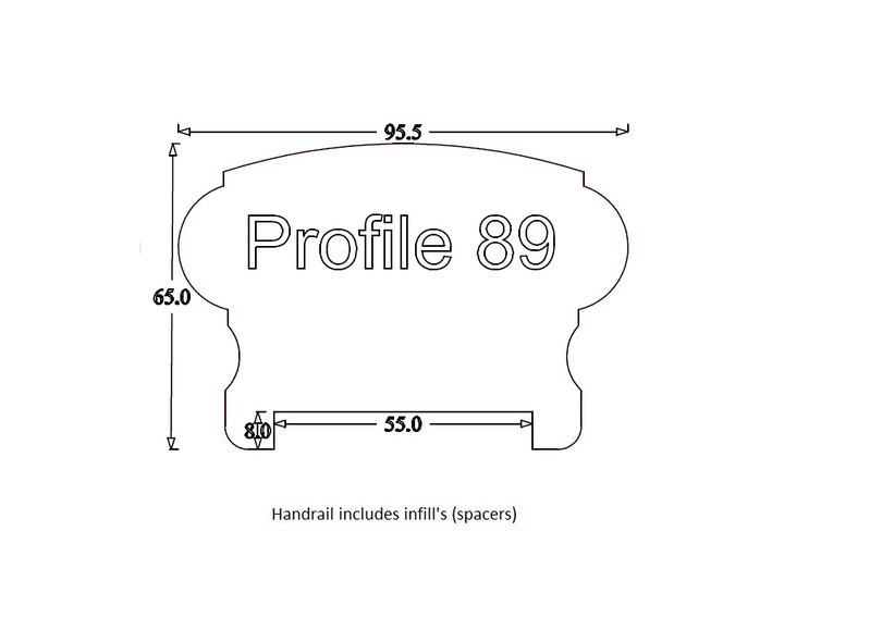 Handrail Profile 89 (95mm x 55mm) 55mm Groove