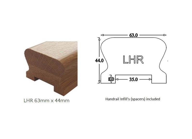 Low Profile Handrail (63mm x 44mm) 35mm Groove