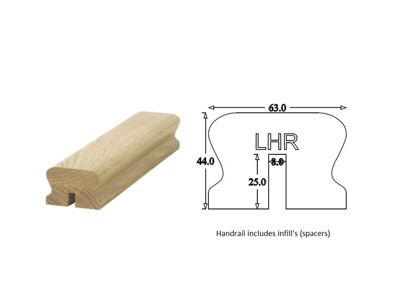 Low Profile Handrail (63mm x 44mm) 8mm Groove for Glass