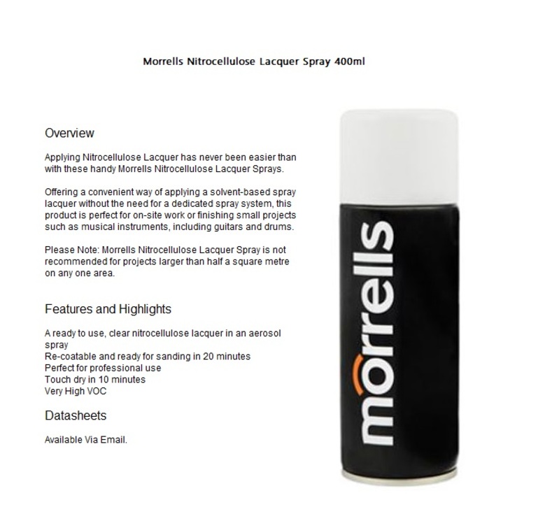 Morrells Nitrocellulose Lacquer Spray 400ml