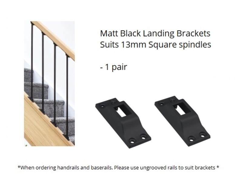 Matt Iron Landing  Brackets (1 Pair) - to suit 12.5mm Square Spindles 