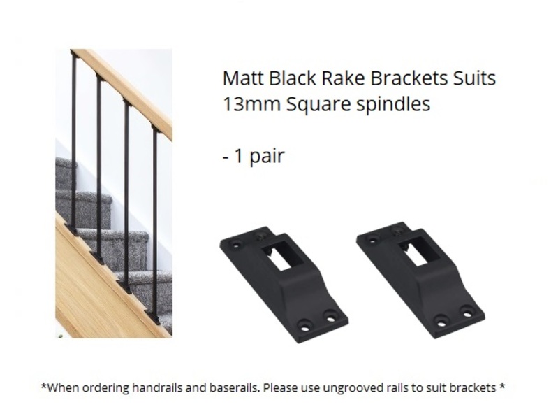 Matt Iron Rake Brackets (1 Pair) - to suit 12.5mm Square Spindles 