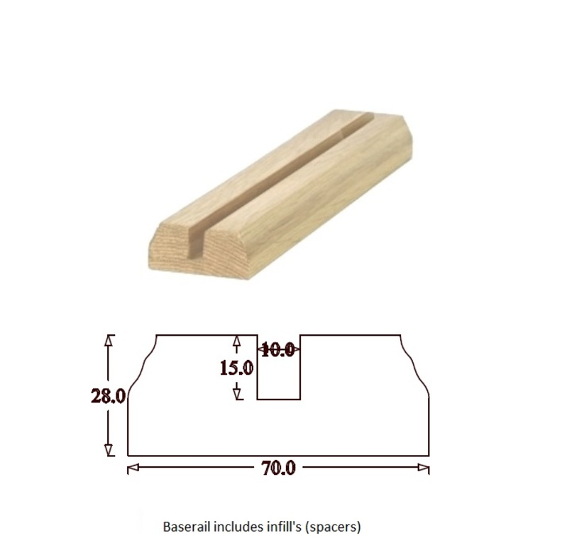 TBR Traditional Baserail (70mm x 28mm) 10mm Groove for Glass
