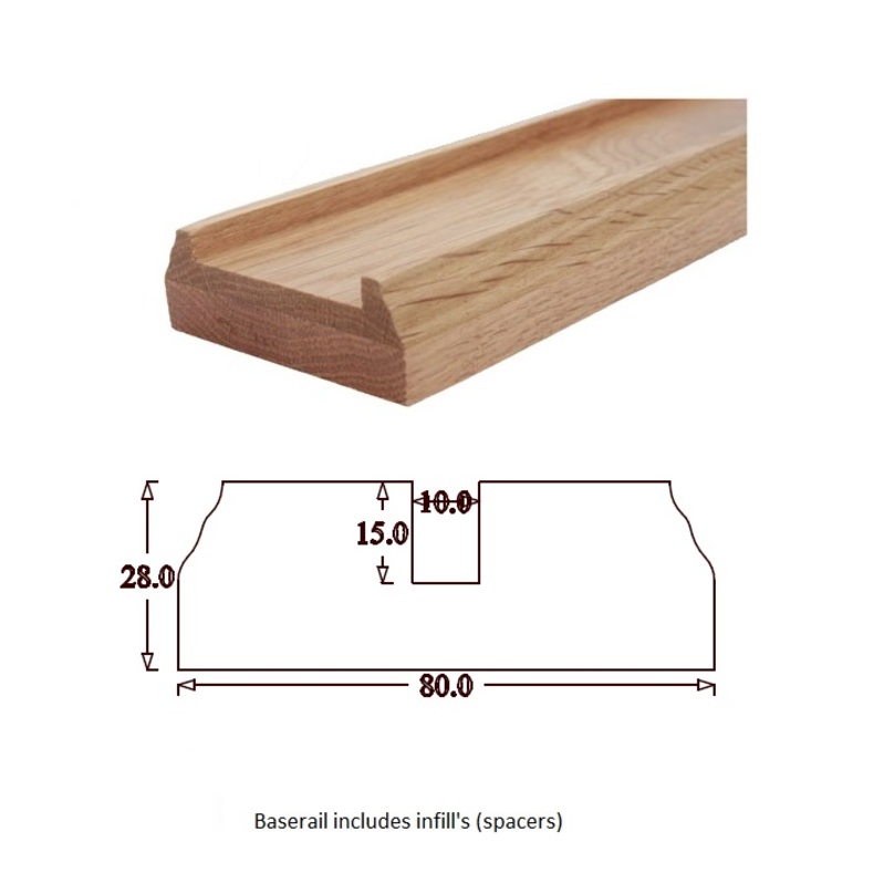 TBR Traditional Baserail (80mm x 28mm) 10mm Groove for Glass