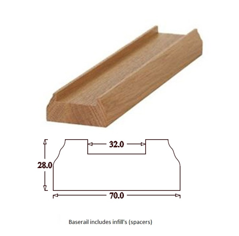 TBR Traditional Baserail (70mm x 28mm) 32mm Groove