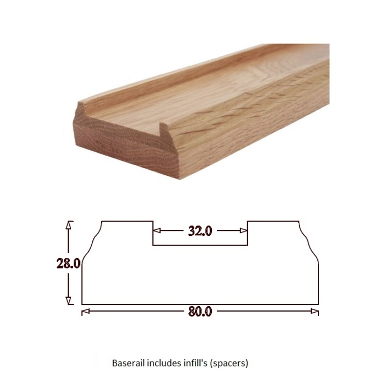 TBR Traditional Baserail (80mm x 28mm) 32mm Groove