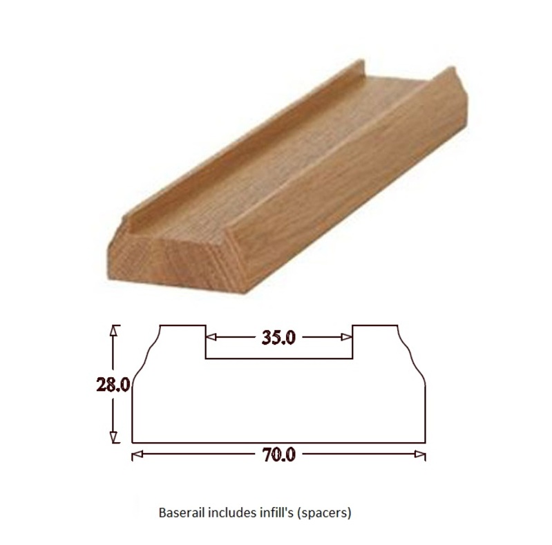 TBR Traditional Baserail (70mm x 28mm) 35mm Groove