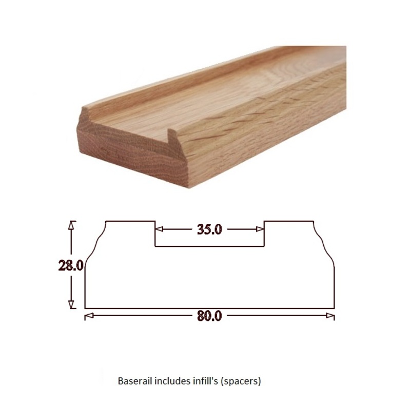 TBR Traditional Baserail (80mm x 28mm) 35mm Groove