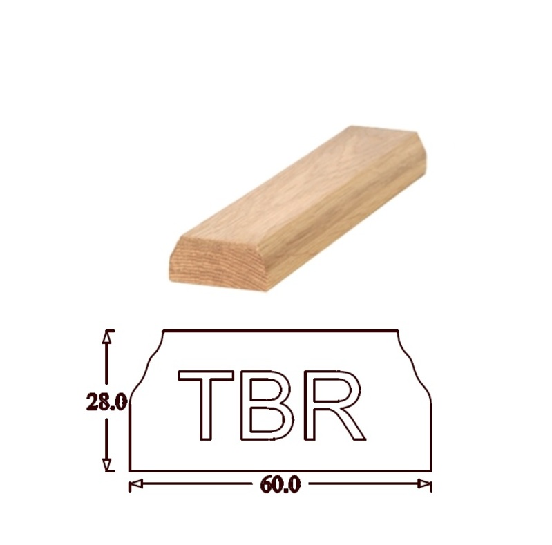 TBR Traditional Baserail (63mm x 28mm) Pre-drilled for Round Iron Black Spindles