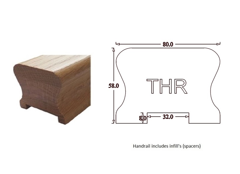 THR Traditional Handrail (80mm x 58mm) 32mm Groove