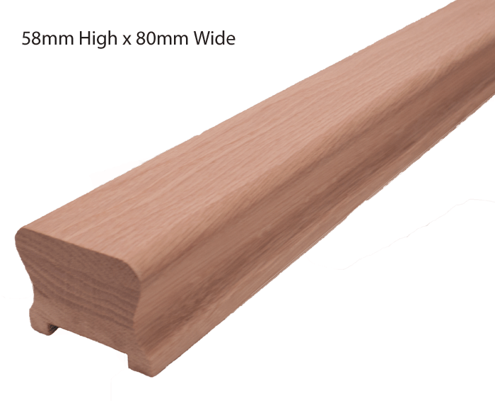 Traditional Handrail 80mm Wide 32mm Groove 1.2m Long, includes Infill Spacers