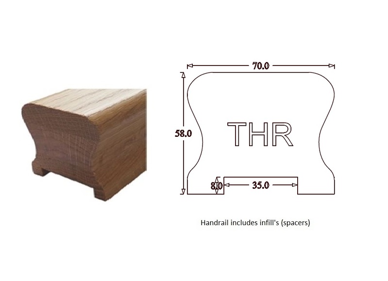 THR Traditional Handrail (70mm x 58mm) 35mm Groove