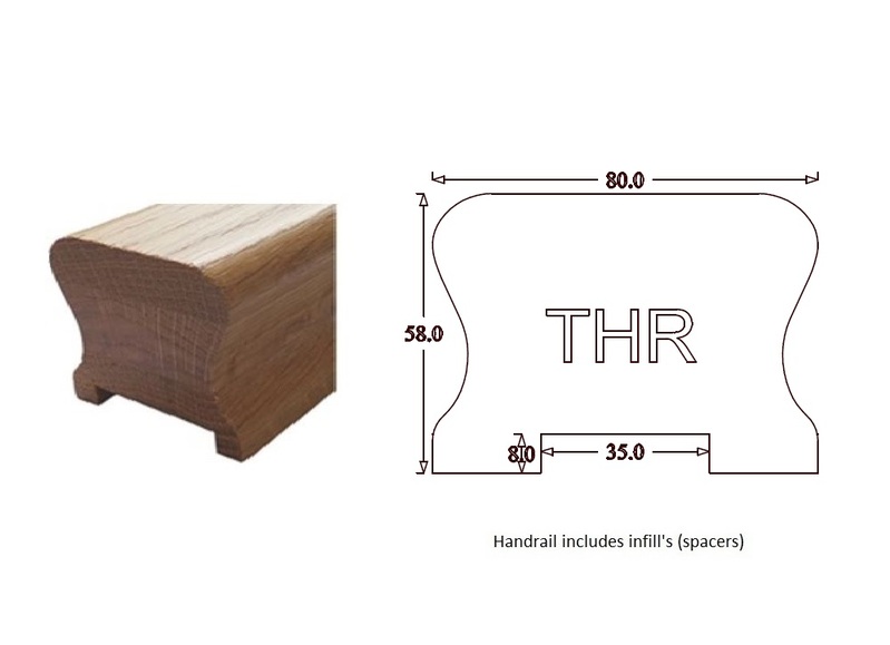 THR Traditional Handrail (80mm x 58mm) 35mm Groove