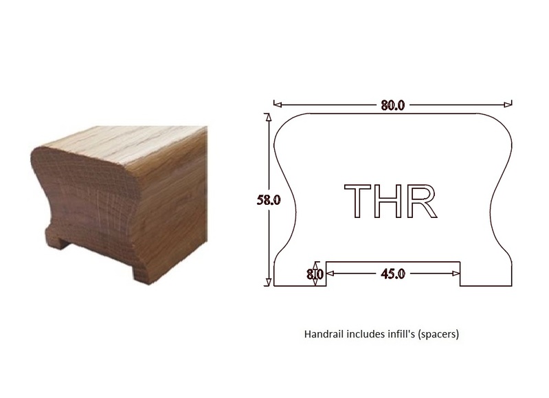 THR Traditional Handrail (80mm x 58mm) 45mm Groove