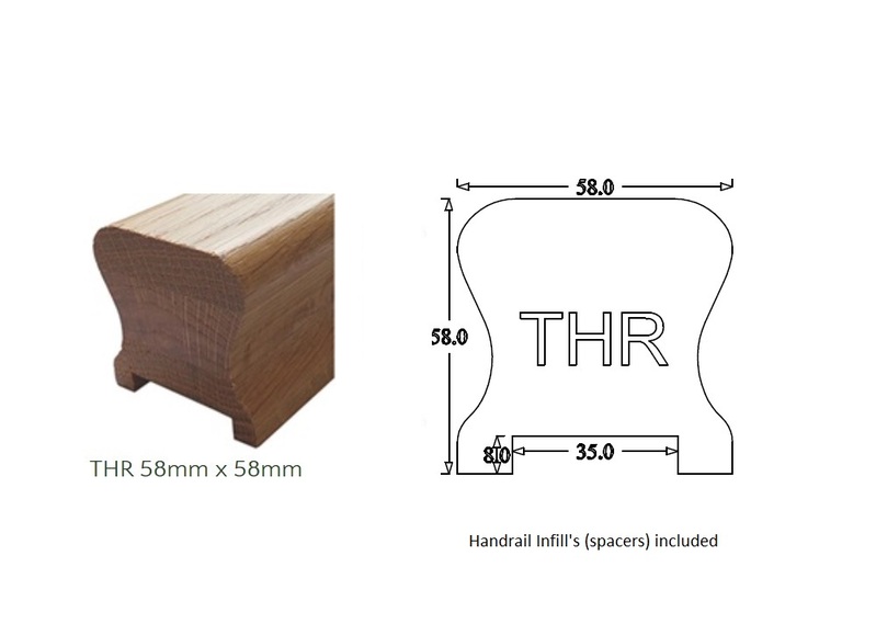 THR Traditional Handrail (58mm x 58mm) 35mm Groove