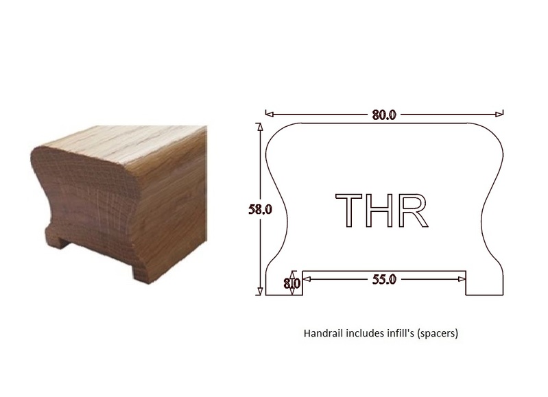 THR Traditional Handrail (80mm x 58mm) 55mm Groove