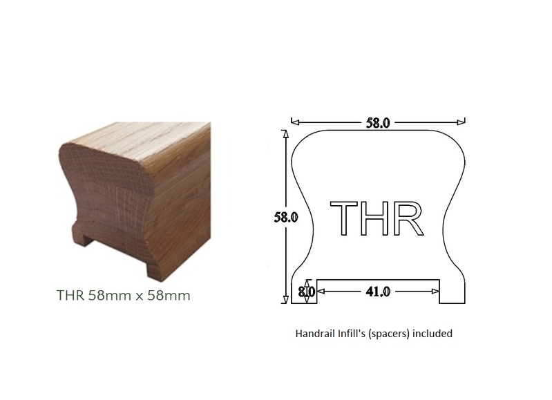 THR Traditional Handrail (58mm x 58mm) 41mm Groove