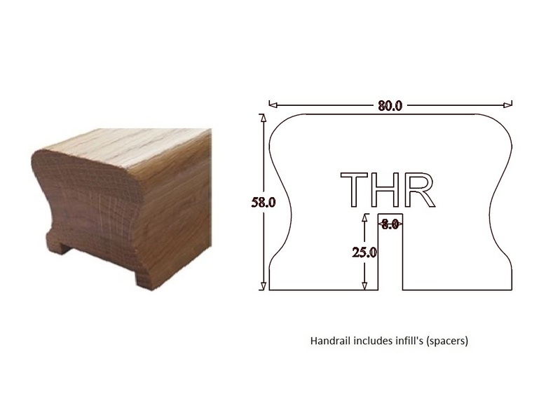 THR Traditional Handrail (80mm x 58mm) 8mm Groove for Glass 