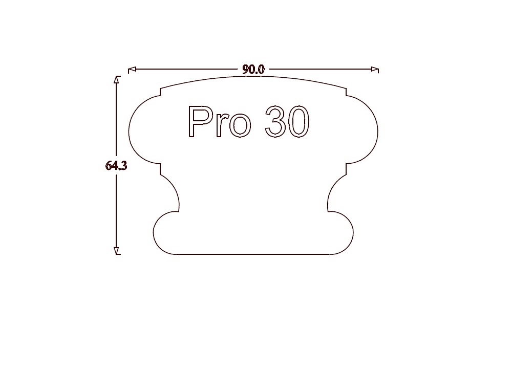 Handrail Profile 30 (90mm x 65mm) Ungrooved